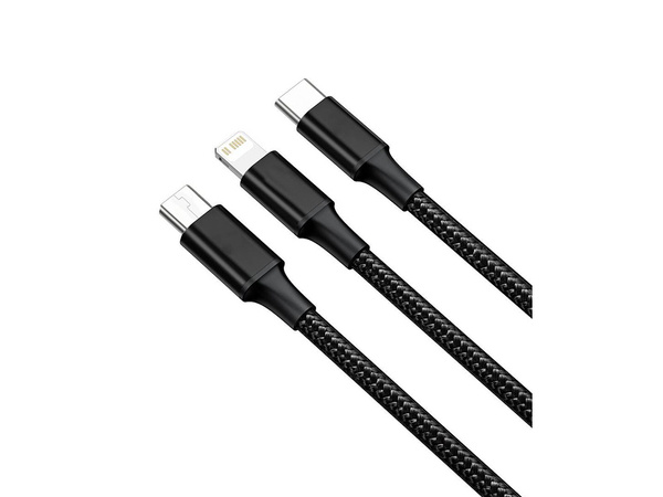 3en1 cable usb para teléfono lightning cable iphone micro usb tipo-c 1.2m