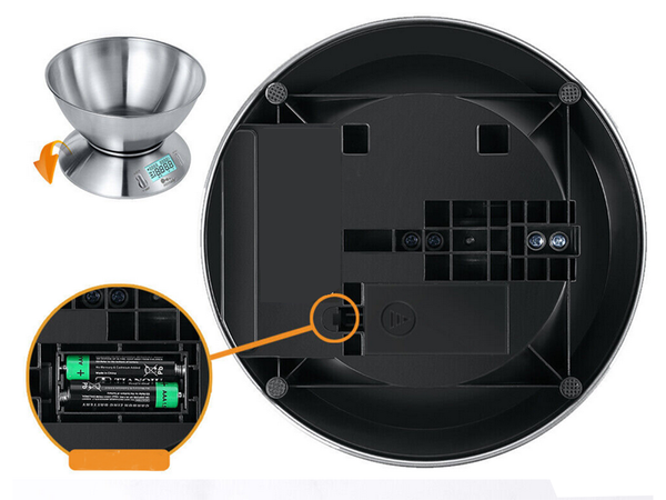 Balanza de cocina electrónica digital con bol 5kg lcd metal plateado