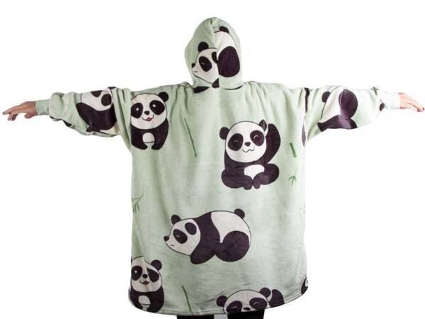 Cálida sudadera panda oversize manta xxl 2en1 piel gruesa suave con capucha