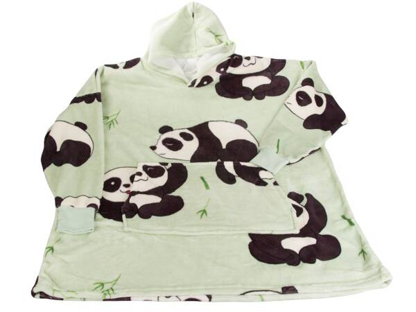 Cálida sudadera panda oversize manta xxl 2en1 piel gruesa suave con capucha