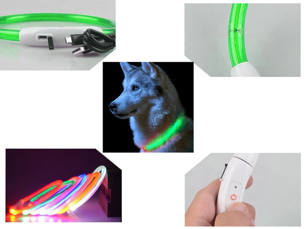 Colarga de iluminación led para perros y gatos impermeable ajustable 47cm usb