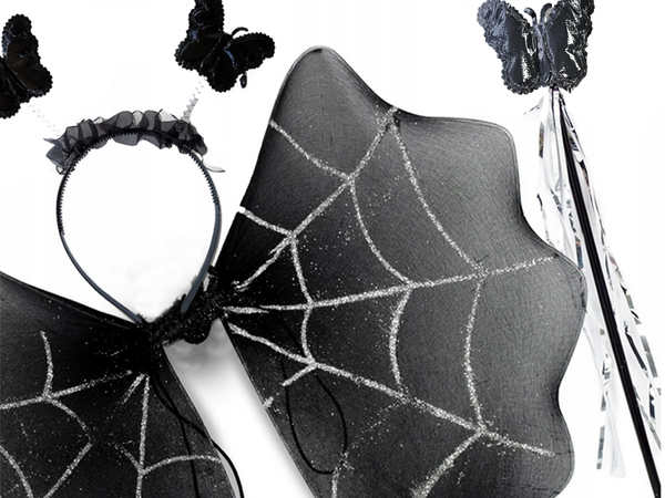 Disfraz de halloween vestido falda araña diadema alas de mariposa varita mágica