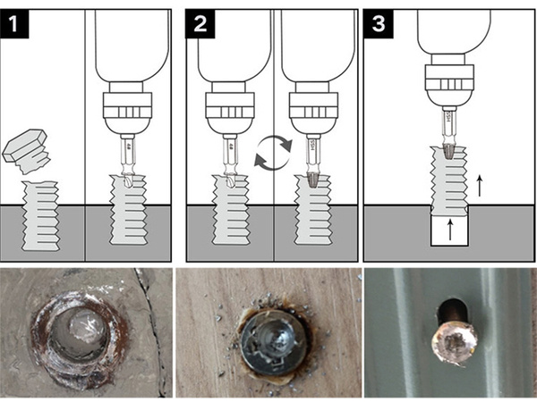 Extractores de tornillos para pasadores rotos 4 uds.