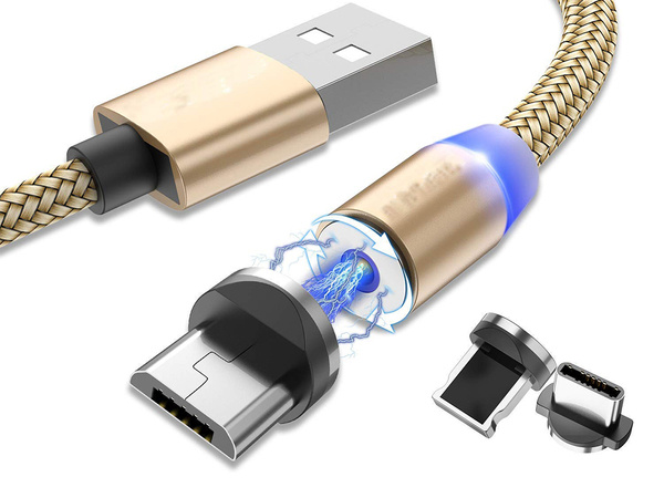 Kabel magnetyczny przwód do ładowania 3w1 micro typ-c usb lightning 1m