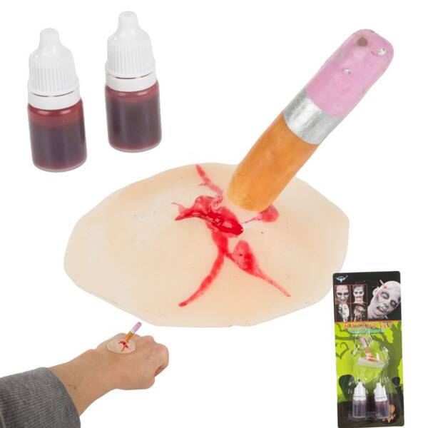 Kit de maquillaje para heridas falsas kit de maquillaje para halloween con sangre pegada en lapiz