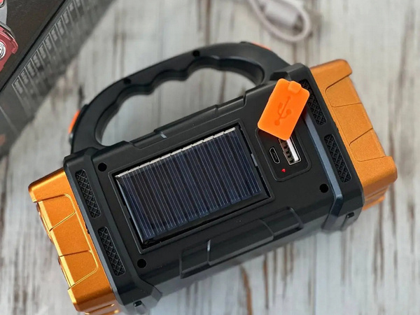 Linterna solar portátil recargable led cob powerbank proyector