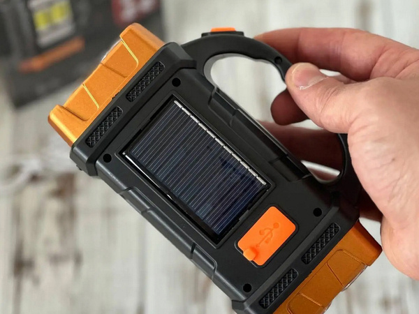 Linterna solar portátil recargable led cob powerbank proyector