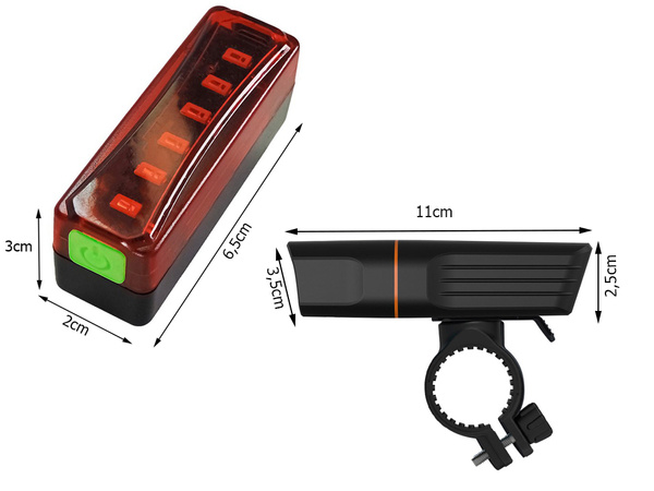 Luz bicicleta delantera trasera led kit bicicleta usb