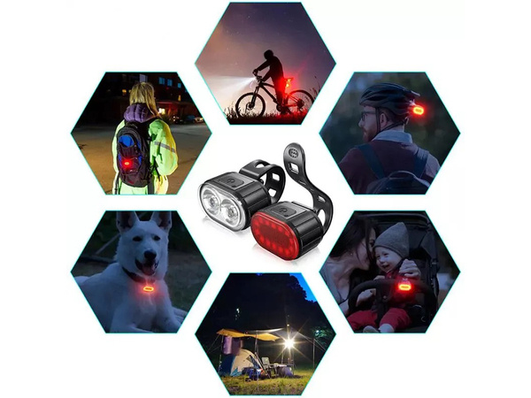 Luz delantera trasera led para manillar de bicicleta fuerte usb brillante