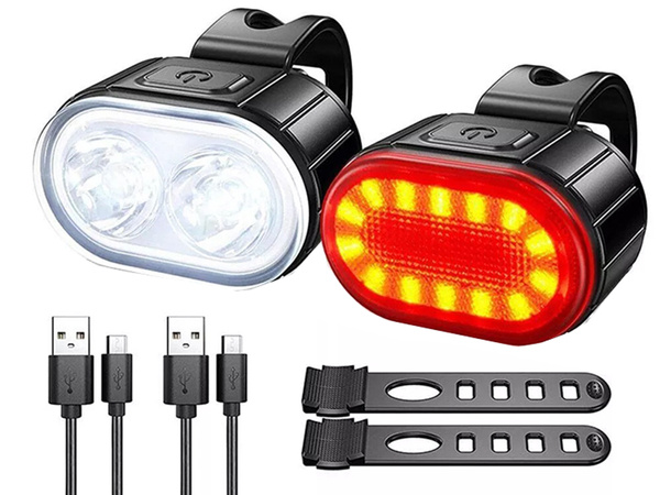 Luz delantera trasera led para manillar de bicicleta fuerte usb brillante