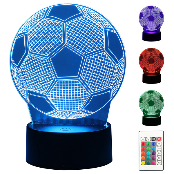 Luz nocturna de fútbol 3d led colores + mando a distancia