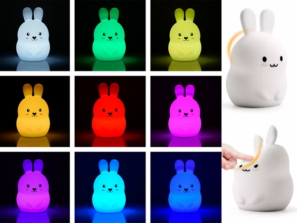 Luz nocturna infantil led conejo táctil rgb mando a distancia