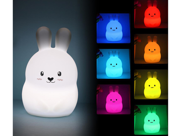 Luz nocturna infantil led conejo táctil rgb mando a distancia