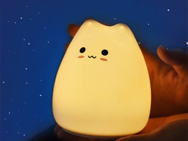 Luz nocturna led para niños rgb cat touch silicone