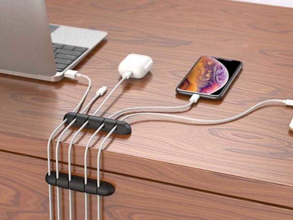 Organizador de cables de escritorio soporte adhesivo