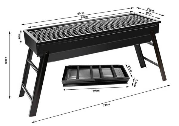 Parrilla de viaje portátil plegable caso carbón camping bbq grande