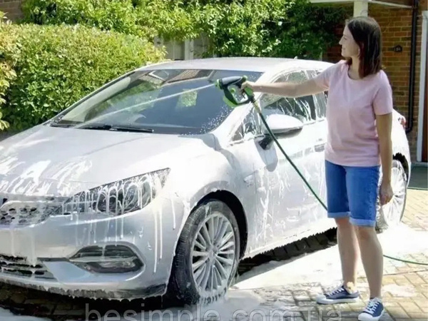 Pistola de lavado de coches depósito de espuma bajo la manguera 4 modos