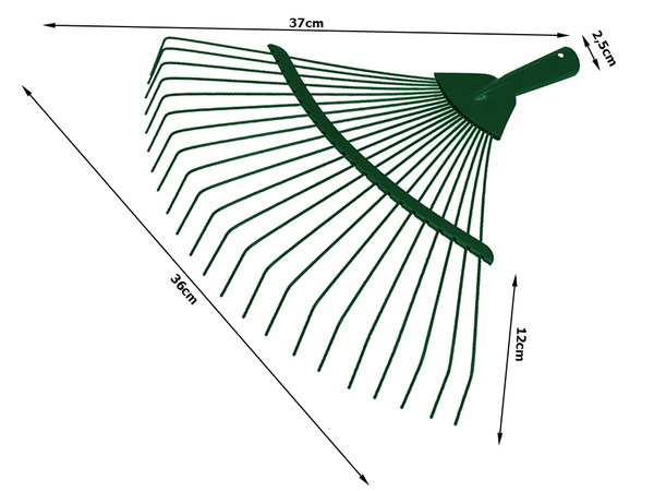 Rastrillo de hojas de césped de jardín alambre de metal ligero 36cm en forma de abanico