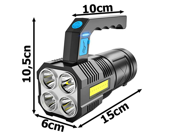 Reflector led recargable a pilas policía militar 2 en 1