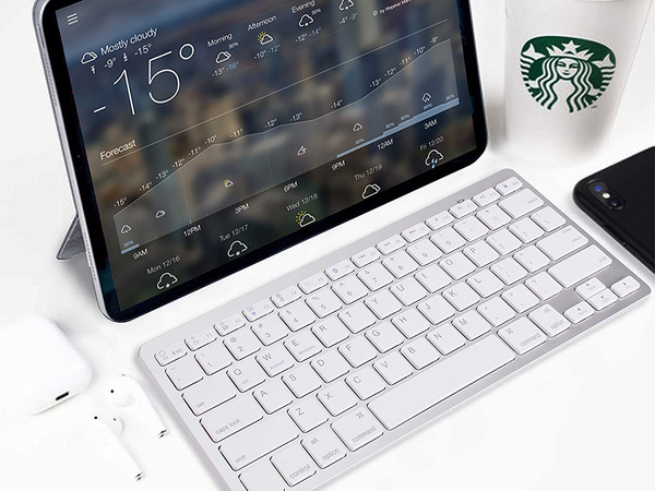 Teclado bluetooth inalámbrico para pc ipad mac pequeño delgado de bajo perfil