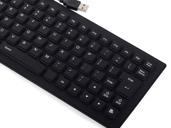 Teclado de silicona negro usb silencioso