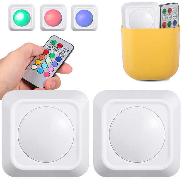 Wireless rgb led night light remote control 2 pieces