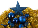 Christmas tree baubles holiday blue glitter star 8 / 6 / 5