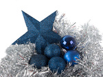 Christmas tree baubles holiday blue glitter star 8 / 6 / 5