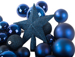 Christmas tree baubles holiday blue glitter star 8 / 6 / 5