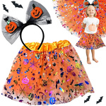 Disfraz de halloween falda tutu calabaza diadema lazo brillante