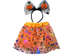 Disfraz de halloween falda tutu calabaza diadema lazo brillante