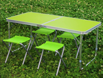 Juego de mesa turistico mesa plegable camping grande 4 sillas maleta