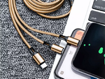 Kabel usb 3w1 do telefonu przewód lightning iphone micro usb type-c 1,2m