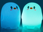 Luz nocturna infantil led pingüino rgb touch usb