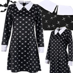 Vestido miercoles disfraz addams niños halloween disfraz 145